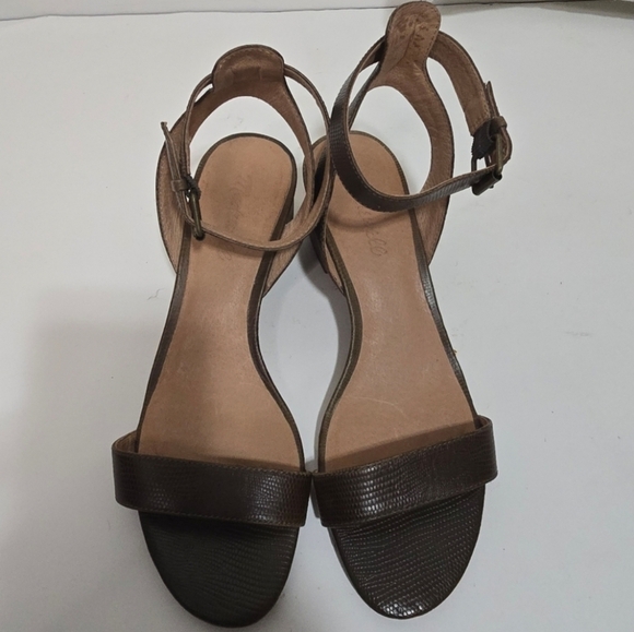 Madewell Simple Mid-Heel Sandals in Embossed Leather Strappy Summer - Picture 5 of 13